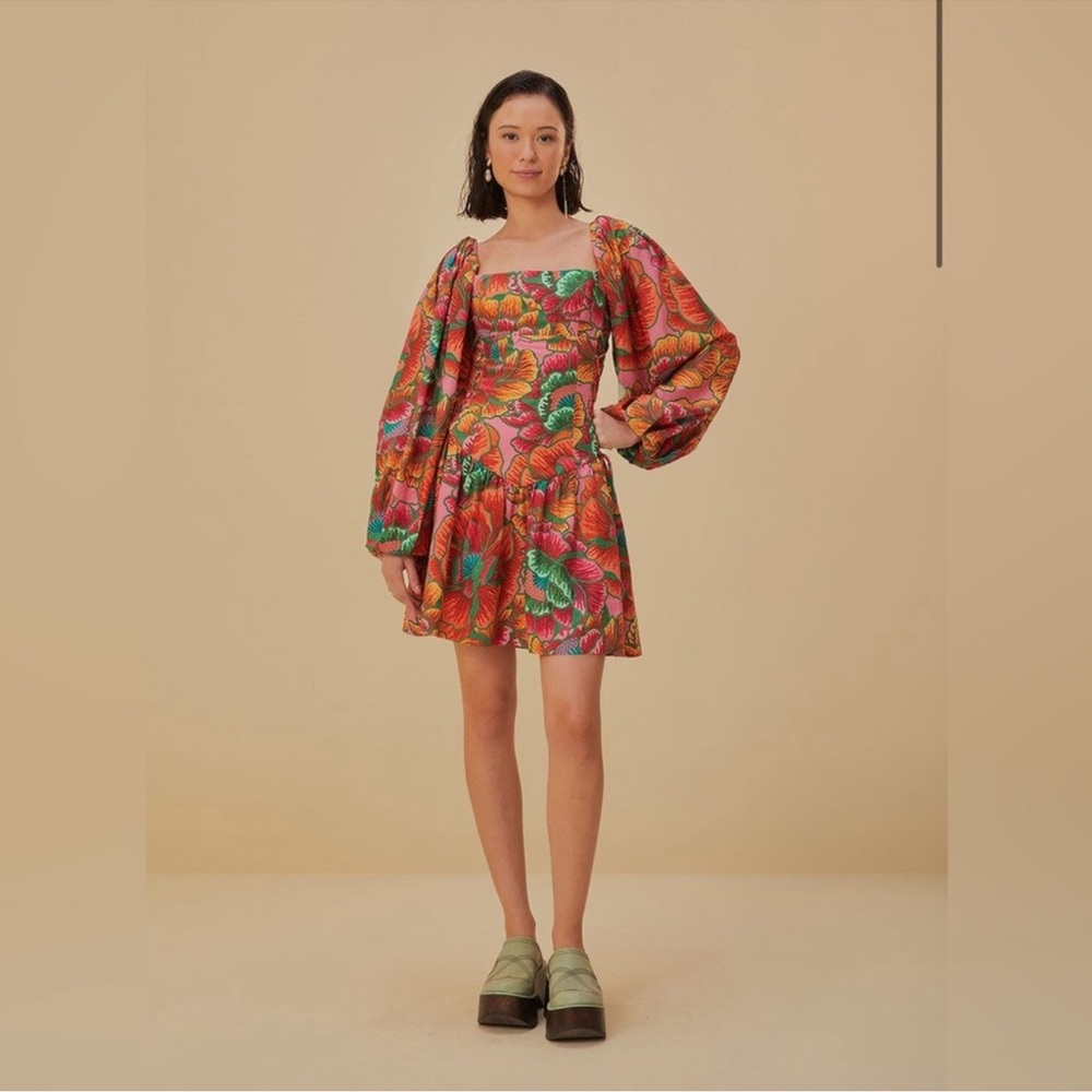 Farm Rio Pink Beaded Spring Lenzing Mini Dress